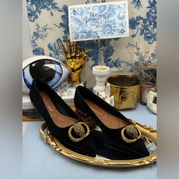 🆕 KURT GEIGER LONDON 🧿 NWOB Chelsea Point Black Suede Ballet Flat, Sz 39 US8.5 - Picture 2 of 14